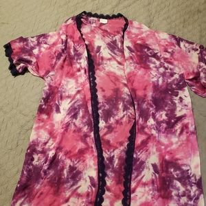 Lularoe Pink and Purple Tie Dye Chloe Kimono
